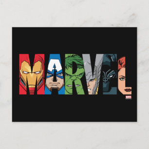 Carte Postale LETTRE VISAGE MARvel Avengers Logo