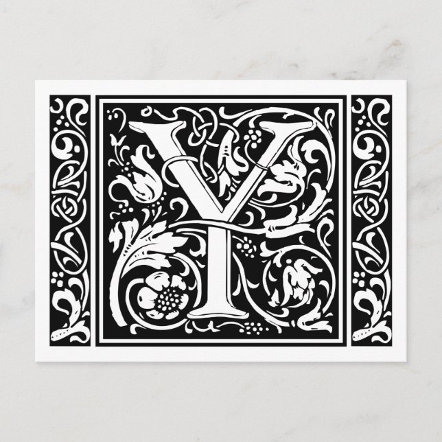 Carte Postale Lettre Y Monogramme Médiéval Art Nouveau (Devant)