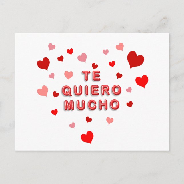 Carte Postale Lettres 3d du Coeur Rouge Confetti Te Quiero Mucho (Devant)