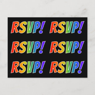 Carte Postale Lettres Arc-en-ciel multicolores "RSVP!"