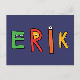 Carte Postale Lettres Monster "Erik"