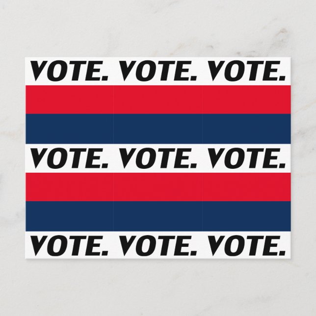 Carte Postale Lettres noires "Vote", rouge blanc bleu (Devant)