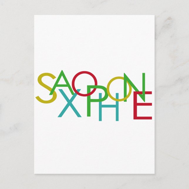 Carte Postale Lettres SAXOPHONE (Devant)