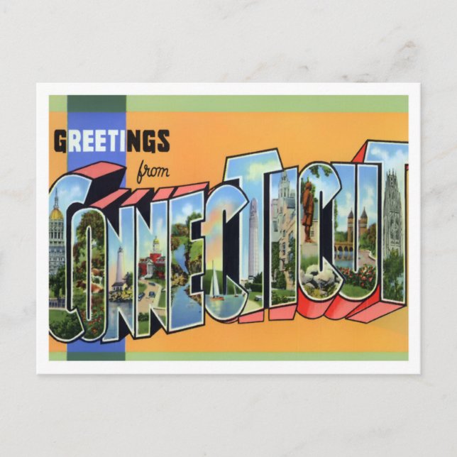 Carte Postale Lettres Vintages Connecticut (Devant)