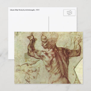 Carte Postale L'étude de Michel-Ange sur un Sibyl Libyen