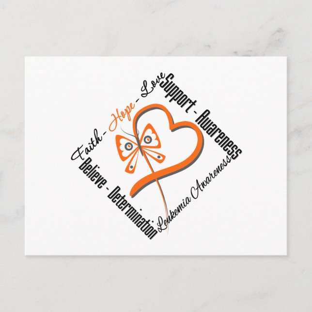 Carte Postale Leucémie Faith Hope Love Butterfly (Devant)