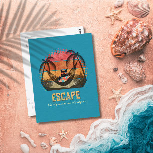 Carte Postale L'évasion tropicale du Chat Cool