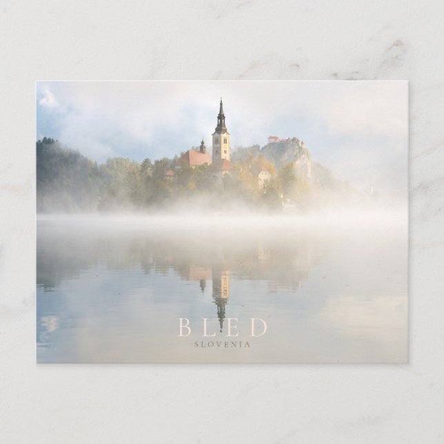 Carte Postale Levée de soleil de Foggy au lac Bled (Devant)