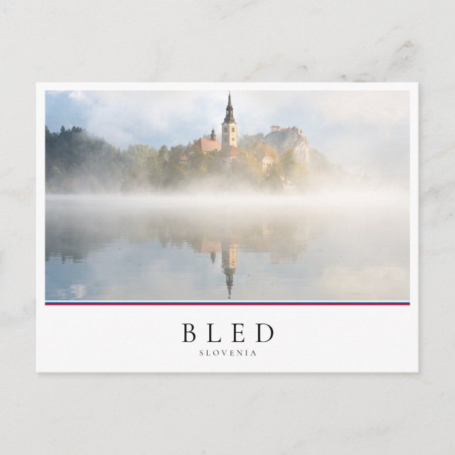Carte Postale Levée de soleil de Foggy au lac Bled (Devant)