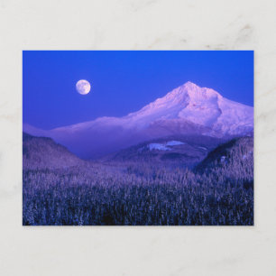 Carte Postale Lever de lune au-dessus du mont Hood Oregon en hiv