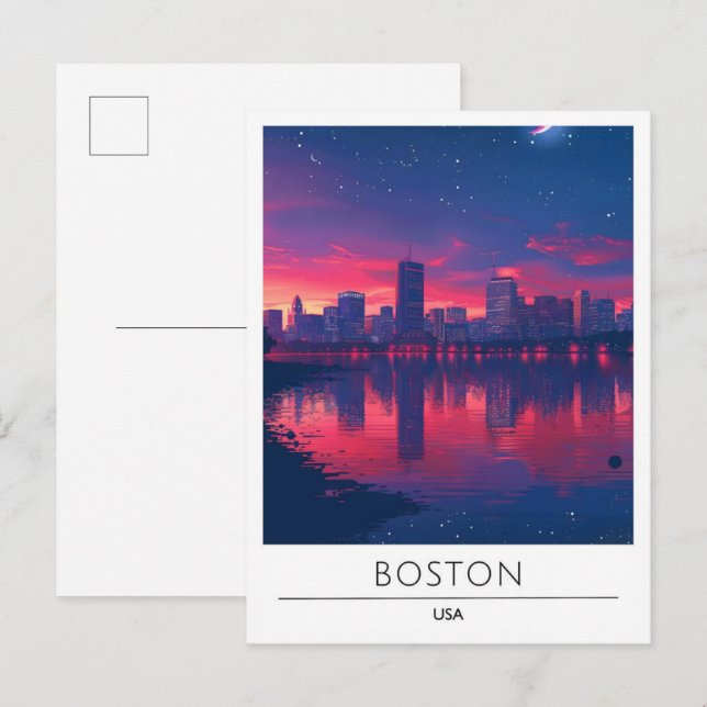 Carte Postale Lever de soleil à Boston Massachusetts USA Travel (Devant / Derrière)
