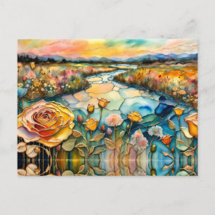 Carte Postale Lever de soleil dans la vallée de la rivière Rose