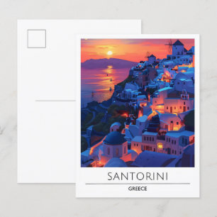 Carte Postale Lever du soleil à Santorin Grèce Voyage