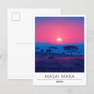 Carte Postale Lever du soleil au Masai Mara Kenya Travel