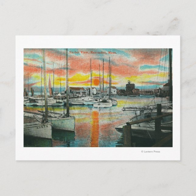 Carte Postale Lever du soleil dans le port (Devant)
