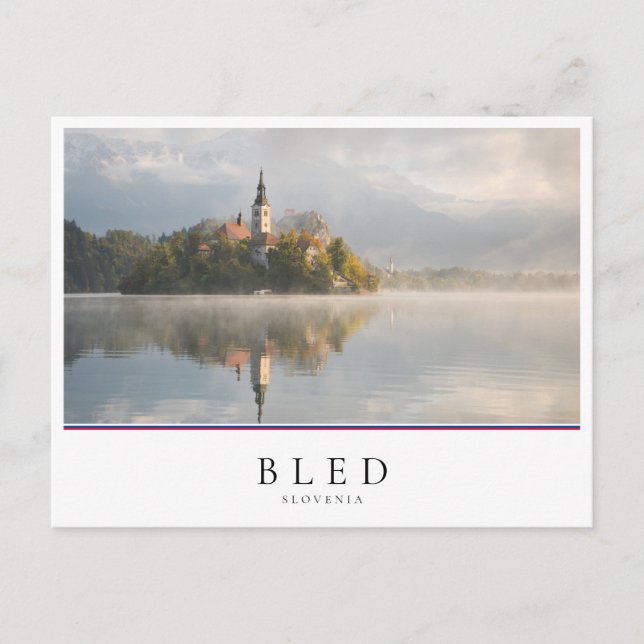 Carte Postale Lever du soleil du lac Foggy Bled en Slovénie (Devant)