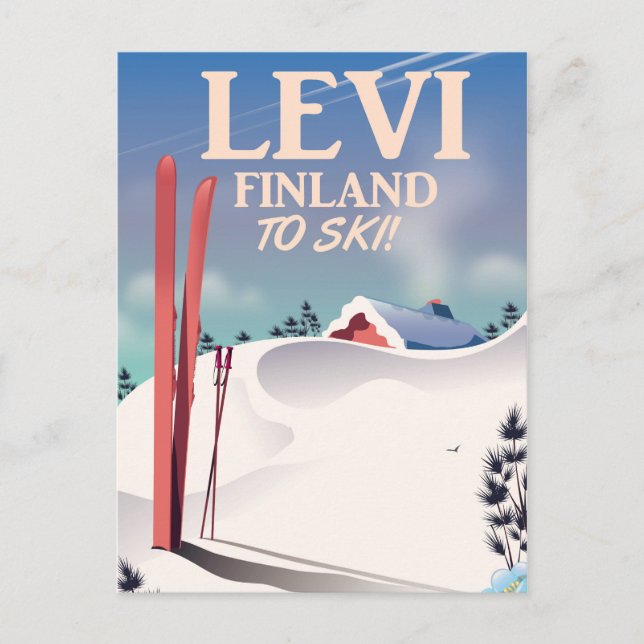 Carte Postale Levi, Finlande affiche de voyage en ski (Devant)
