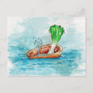 Carte Postale Levier dans un bateau avec une fuite amusante