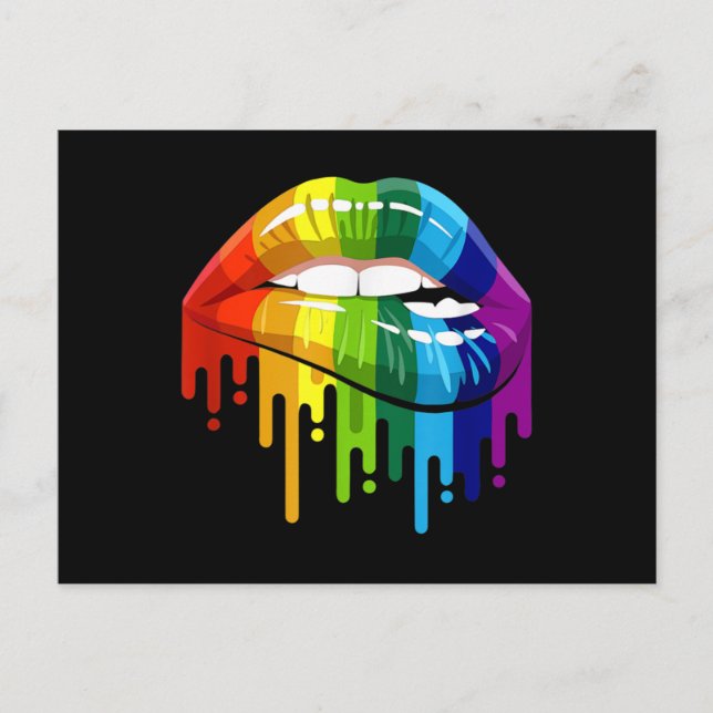 Carte Postale Lèvre arc-en-ciel LGBT Fierté gay (Devant)
