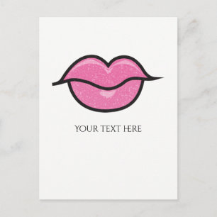 Carte Postale Lèvres scintillantes rose baiser Maquillage Glam S