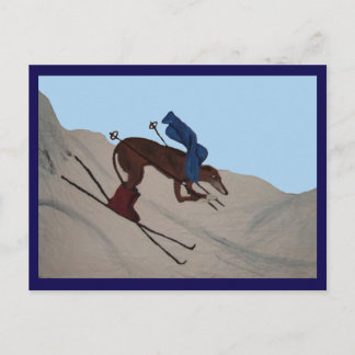 Carte Postale Lévrier Snow Skiing