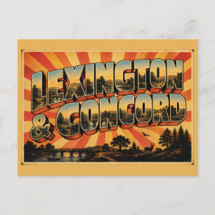 Carte Postale Lexington et Concord MA Art de Voyage Rétro
