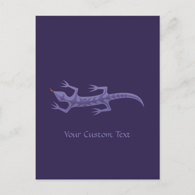 Carte Postale Lézard Tribal Mauve (Devant)