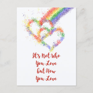 Carte Postale Lgbt Gay pride Beautiful Rainbow Hearts & Citation