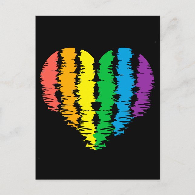 Carte Postale LGBT+pride. Arc-en-ciel du coeur. (Devant)