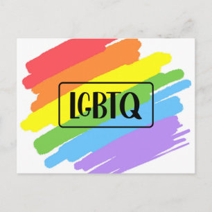 Carte Postale LGBTQ Brushstrokies arc-en-ciel