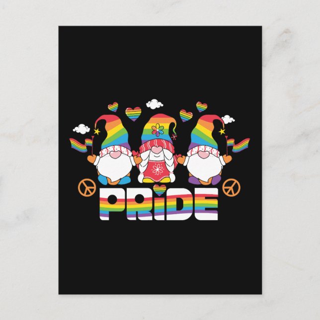 Carte Postale LGBTQ - Fierté - Gnome de jardin - Couleur arc-en- (Devant)