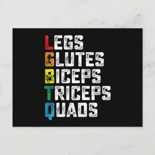 Carte Postale LGBTQ Legs Glutes Biceps Triceps Quads Gym amusant