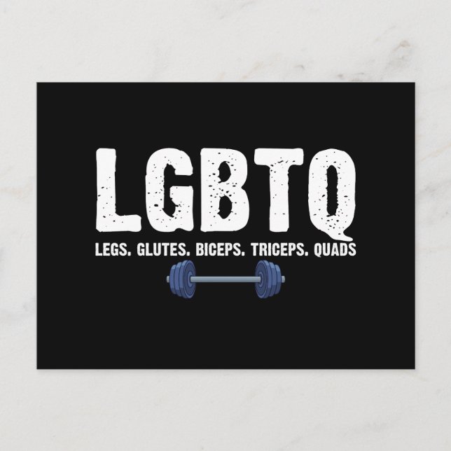 Carte Postale LGBTQ Legs Glutes Biceps Triceps Quads Gym Lover (Devant)