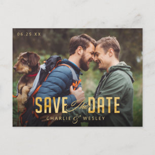 Carte Postale LGBTQ Simple Traditionnel Enregistrer la Date avec