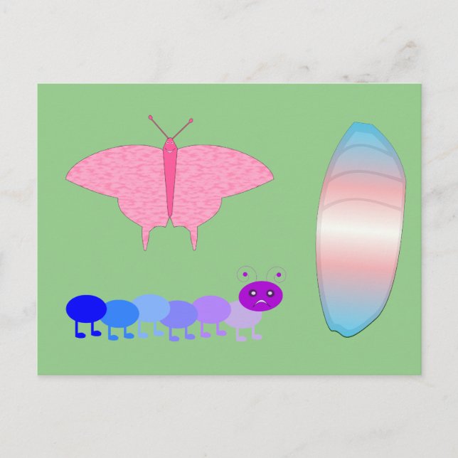Carte Postale LGBTQIA Papillon de la Fierté Transgenre Chenille  (Devant)