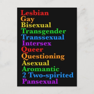 Carte Postale LGBTTIQQAA2P Fierté Diversité arc-en-ciel Acronyme
