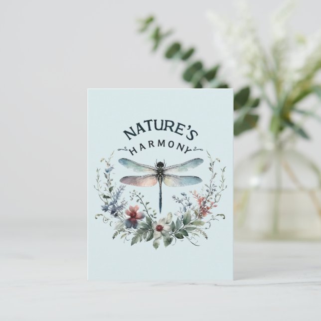 Carte Postale L'harmonie de la nature - libellule artistique (Debout devant)