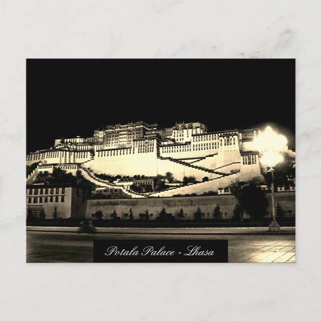 Carte Postale Lhassa la nuit - Palais de Potala, Château, Tibet (Devant)