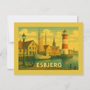Carte Postale L'Homme d'Esbjerg Rencontre la Mer