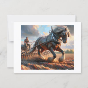 Carte Postale L'homme et le cheval poussent,