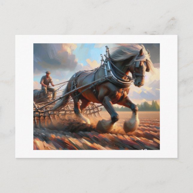 Carte Postale L'homme et le cheval poussent, (Devant)