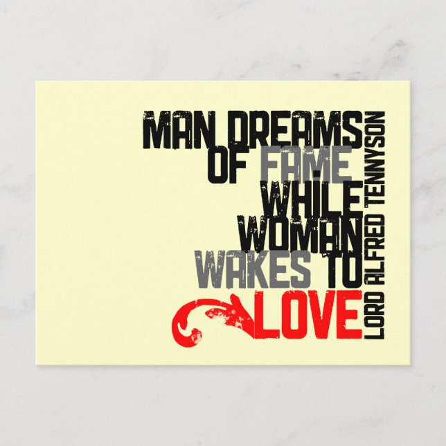 Carte Postale L'homme rêve de célébrité... conception typographi (Devant)
