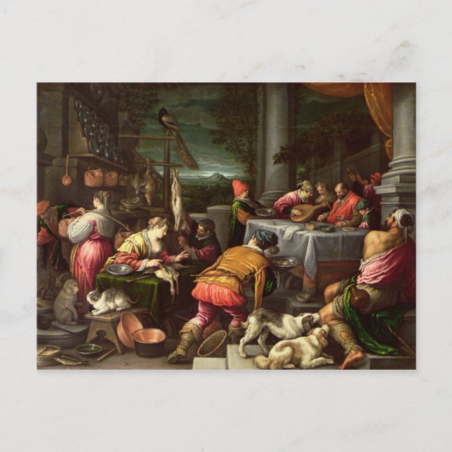 Carte Postale L'homme riche et Lazare, 1590-95 (Devant)