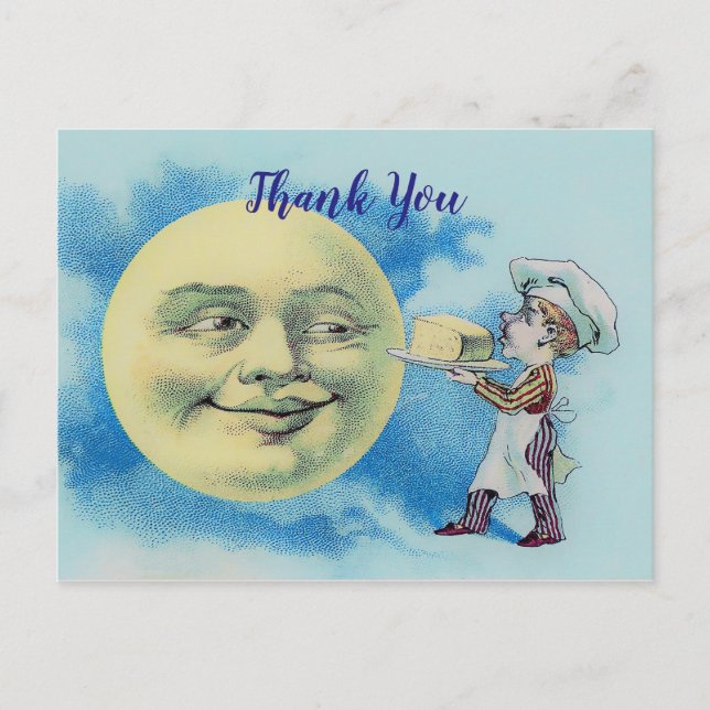 Carte Postale L'homme victorien dans la lune avec le chef Merci (Devant)