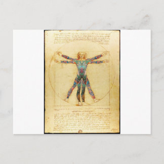 Carte Postale L'homme vitruvien de Da Vinci avec tatouages