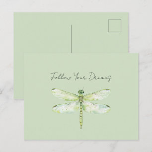 Carte Postale Libellule Vert Citron