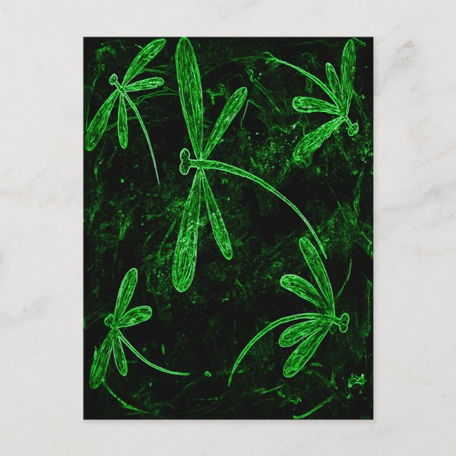Carte Postale Libellules Néon Vert (Devant)