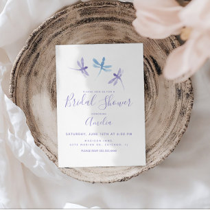 Carte Postale Libellules Peintes à la Main Violet Bleu Baby Show