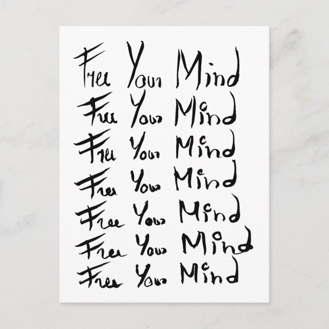 Carte Postale LIBÉREZ VOTRE ESPRIT ! Citation calligraphie motiv (Devant)