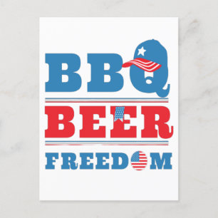 CARTE POSTALE LIBERTÉ DE BIÈRE BBQ - 4 JUILLET USA